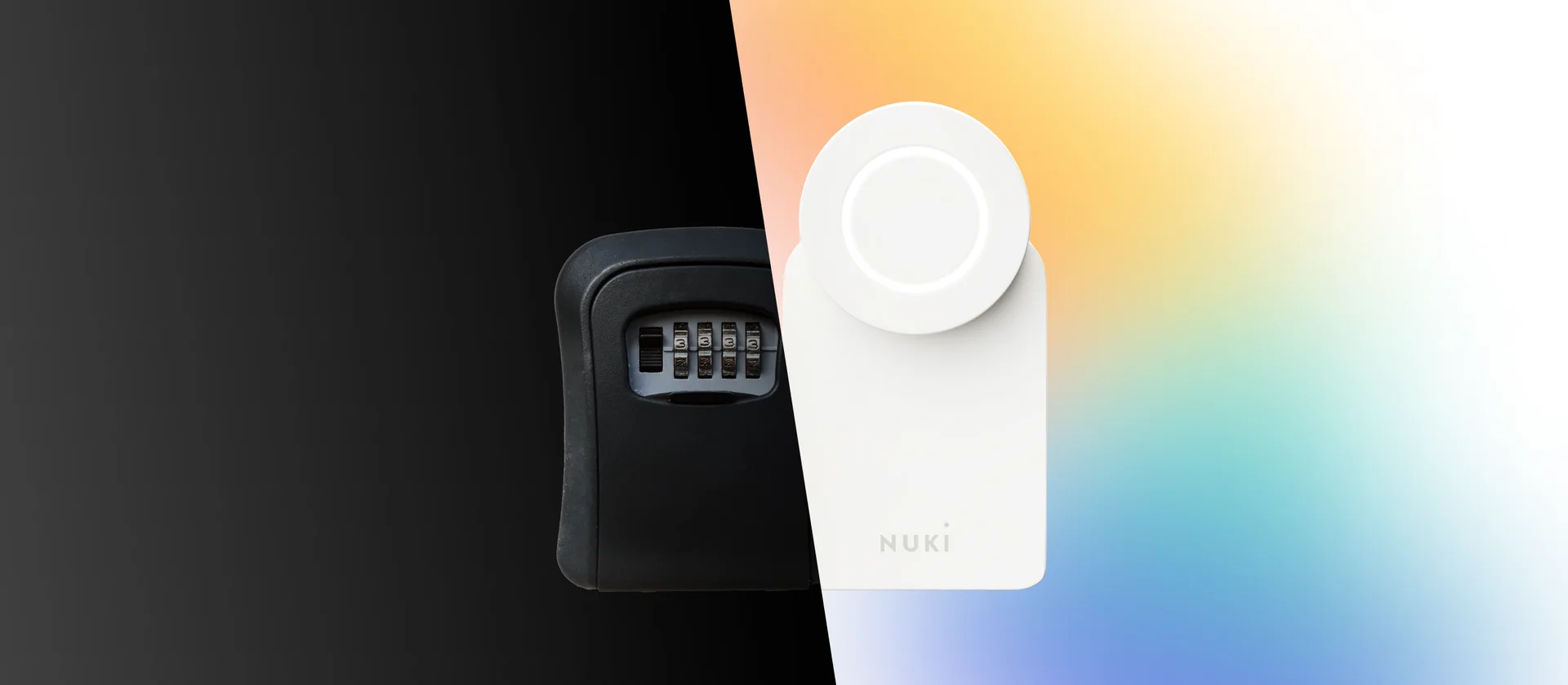 Un’immagine divisa con una Keybox da un lato e uno Smart Lock Go dall’altro.
