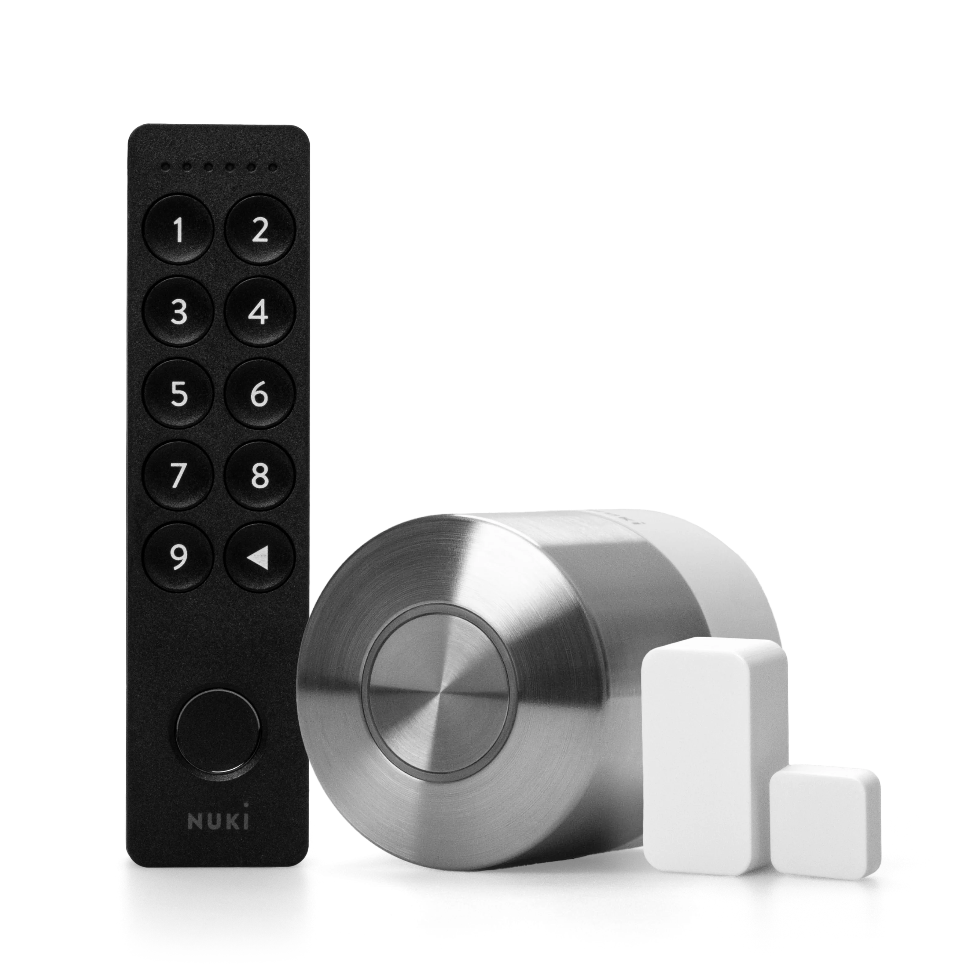 Il Nuki Access Kit con il Nuki Keypad 2, il Nuki Smart Lock Pro e il Nuki Door Sensor – controllo totale dell’accesso.