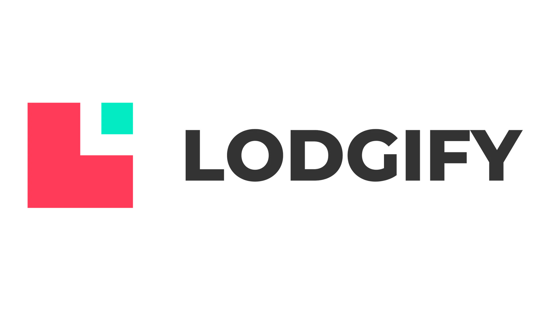 Logo Lodgify noir avec mot-symbole et icône.