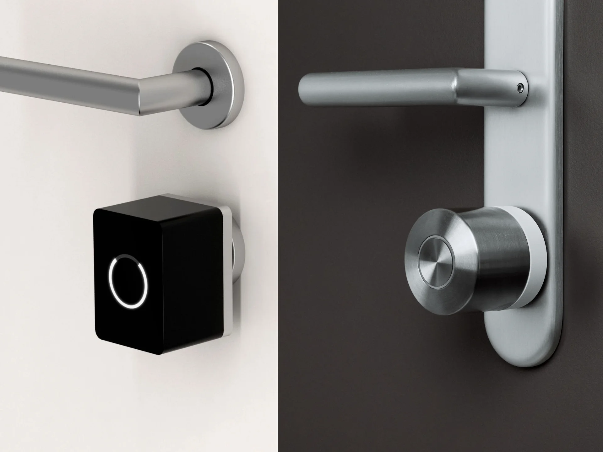 Un confronto tra la prima Nuki Smart Lock montata su una porta e la Smart Lock Ultra.